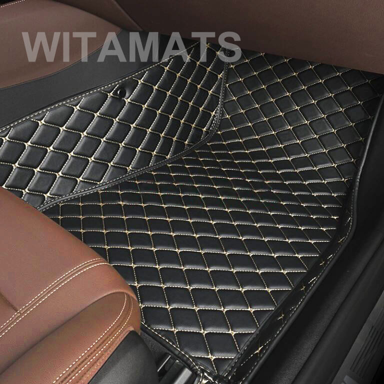 Schwarz & Beige Luxus Individuelle Auto-Fußmatten - Witamats